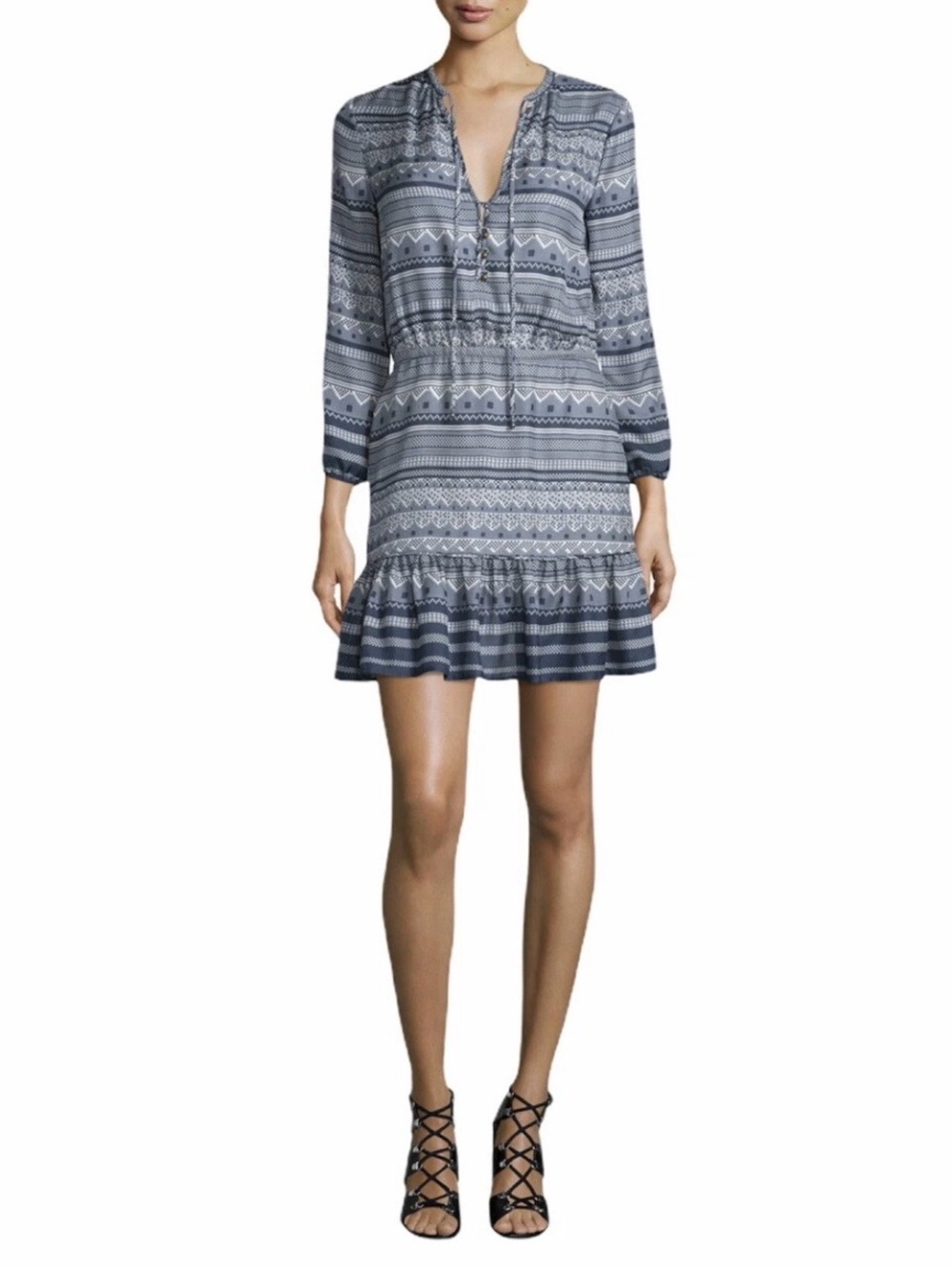Veronica Beard Agathe Silk Multipattern Mini Dress
